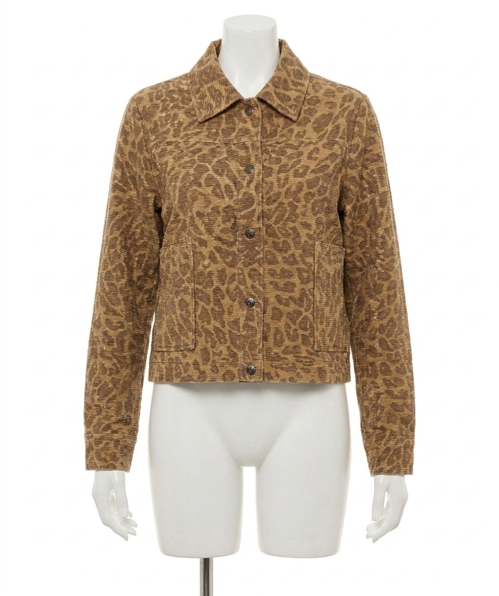 NEW ESQUALO liselotte leopard jacket in golden olive